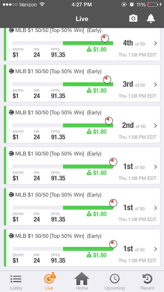TheDFSCrew's tweet photo. Another day, another solid slate for #theDFSCrew so far http://t.co/fLkWHhGTDU