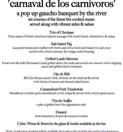 devonwoodsmoke's tweet photo. Tickets for the ‘Carnaval de los Carnivoros’, a fire roasted feast, now on sale. http://t.co/N9t15PHYNx http://t.co/HsaAmoEAzN