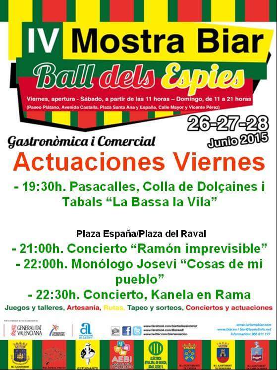 ConciertosAlc's tweet photo. Conciertos Gratuitos en #Biar #Alicante #MostraBiar15 Viernes 26 
Actuaciones plaza España http://t.co/jaLXsz0oPa