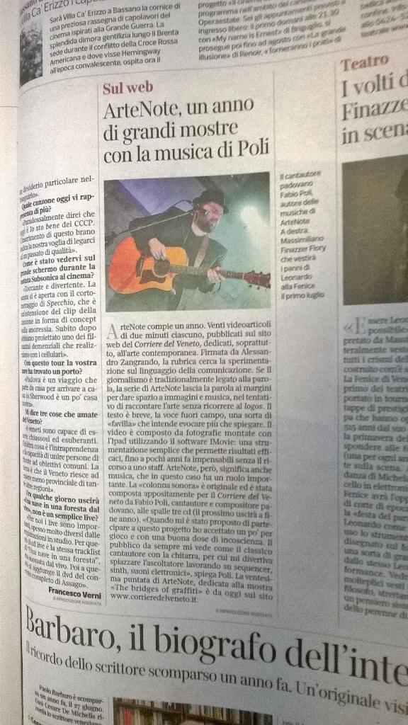 Fabio_Poli77's tweet photo. Articolo di oggi del Corriere dove si parla della mia partecipazione ad ArteNote http://t.co/hS1iPzwGu2