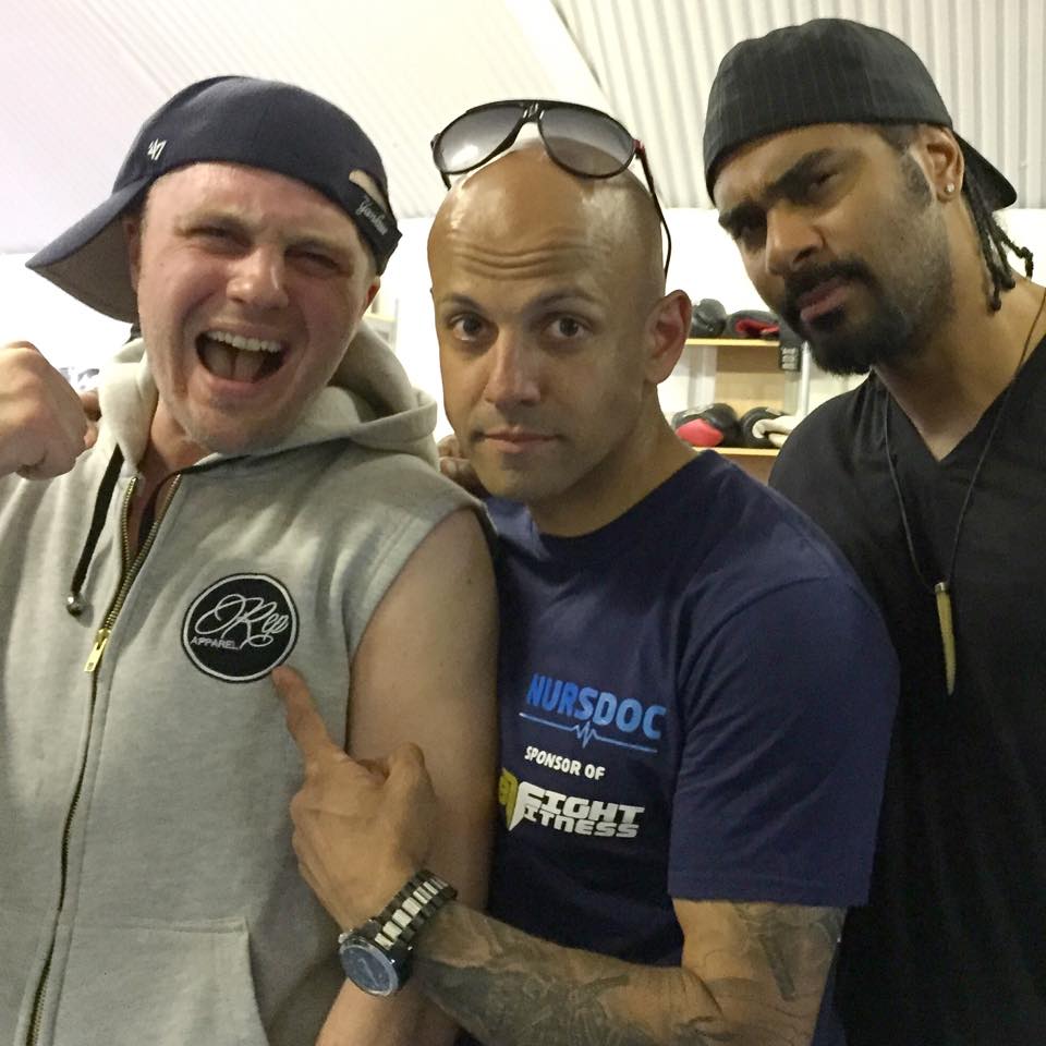 MichaelPittNEWS's tweet photo. Michael Pitt alongside fighter Darren Chan and the legend @mrdavidhaye ! Thanks @87fitness !
#RepApparel http://t.co/iYhX935EPM