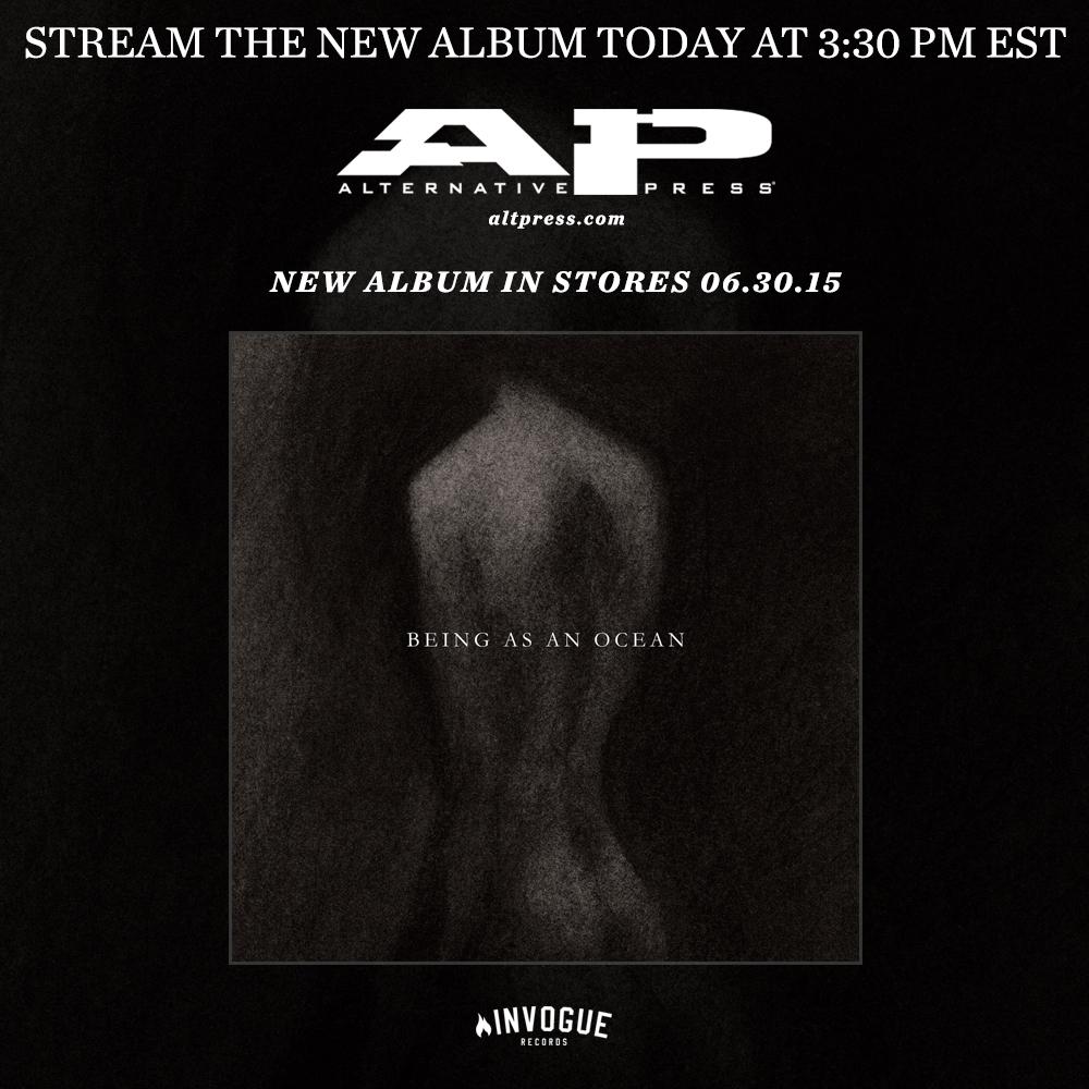 thrillerrecords's tweet photo. Stream the new @BEINGASANOCEAN album via @AltPress today at 3:30PM EST. http://t.co/NH5FkylGRJ
