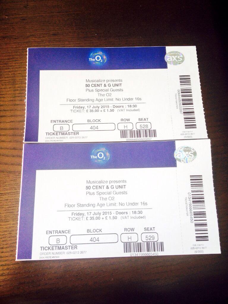 Sam9Bower's tweet photo. Hello @50cent Tickets 
@Matt_R_Walker #LondonO2 #InDaClub http://t.co/Us3siixIAZ