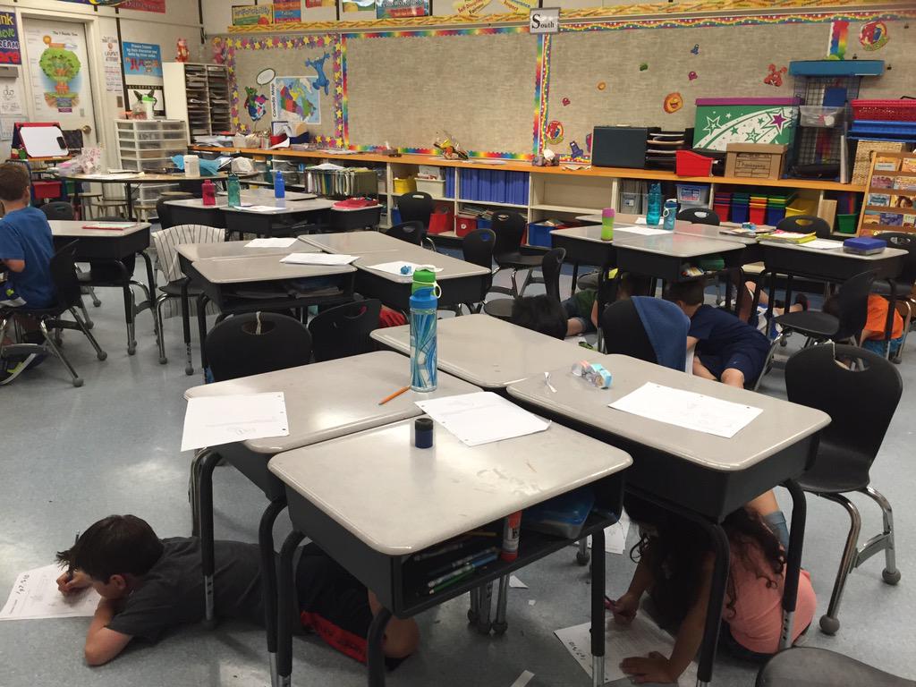 mrspennyd's tweet photo. We unpacked our desks and worked under our desks! http://t.co/lQiioNOTZb