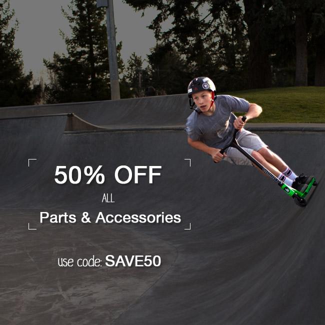WarScooters's tweet photo. 50% off all Pro Scooter Parts and Accessories! Use code: SAVE50 http://t.co/n4ela7g6Q8