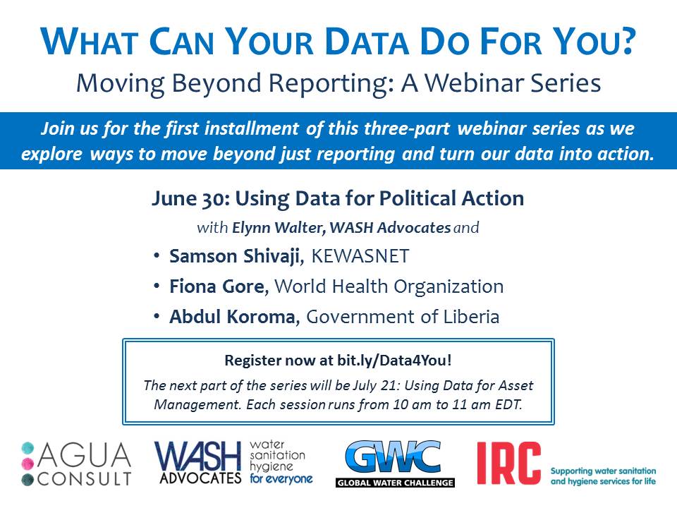 SustainableWASH's tweet photo. Join us for the first "What Can Your Data Do For You?" webinar on June 30 at 10 am! Register @ http://t.co/z5NXFGQ5zq http://t.co/stx4XptRC3