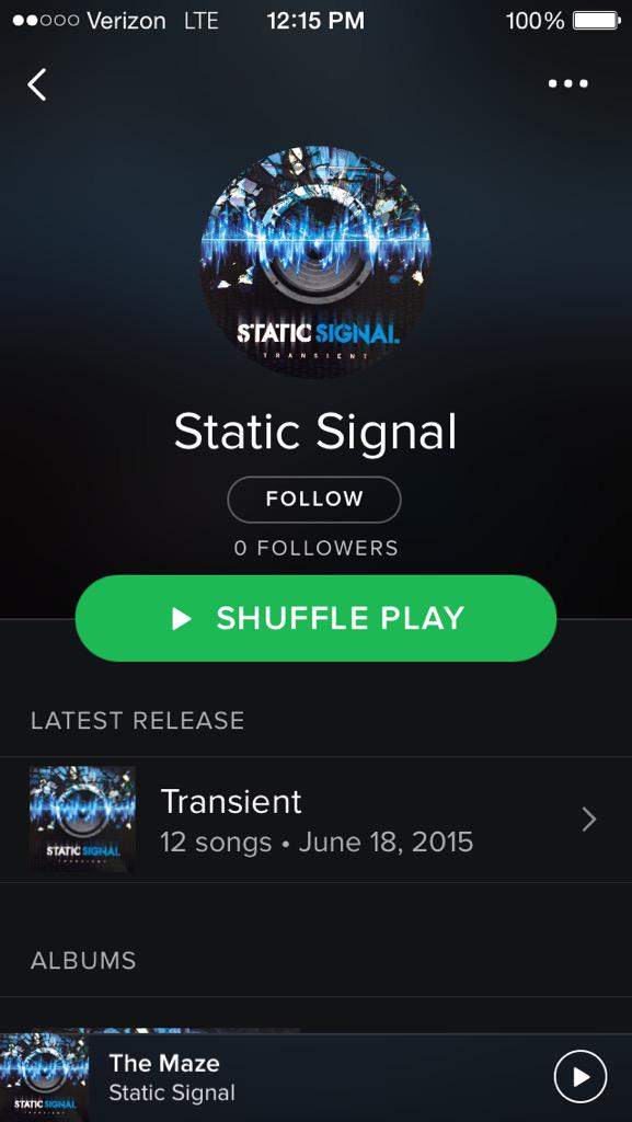 Static__Signal's tweet photo. Hey guys! You can now pick up our music on #iTunes or you can stream it on #Spotify !! #Transient #StaticSignal http://t.co/oM0XQkfha2