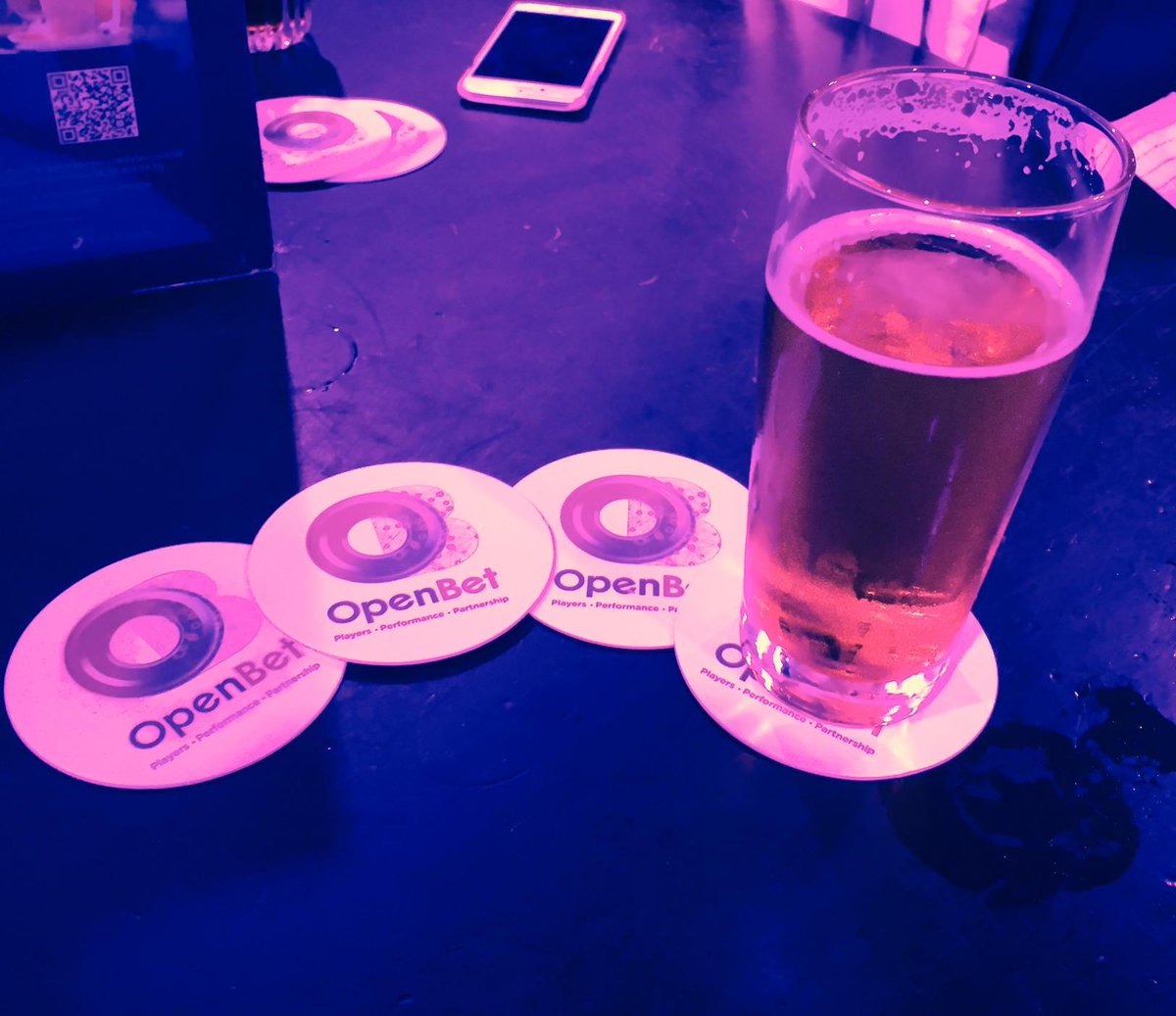 iGamingBusiness's tweet photo. Sports betting drinks sponsored by @Openbet_ltd at players bar #igss2015 http://t.co/B3P14F4Ge9