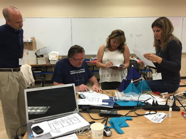 Mrsklgarcia's tweet photo. Gateway teachers building flying machines @PLTWSJSU @PLTWorg #pltwct15 http://t.co/msXFwVkc8A