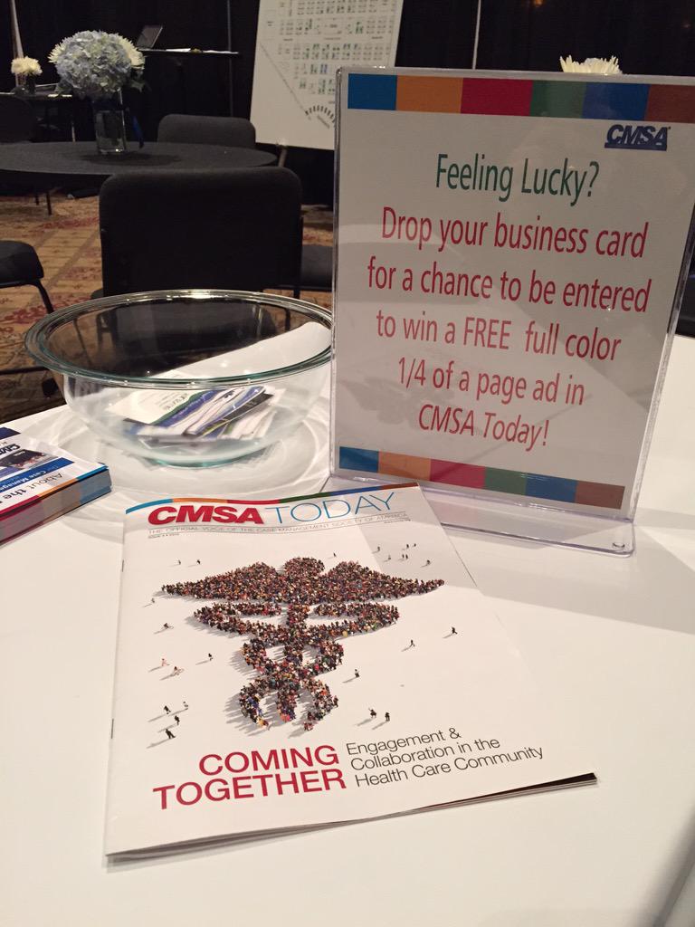 ashley_cbenton's tweet photo. Visit @NaylorLLC in the exhibitor lounge. Drop your business card to win free 1/4 page ad in CMSA Today! #CMSA2015 http://t.co/L23OKViFP3