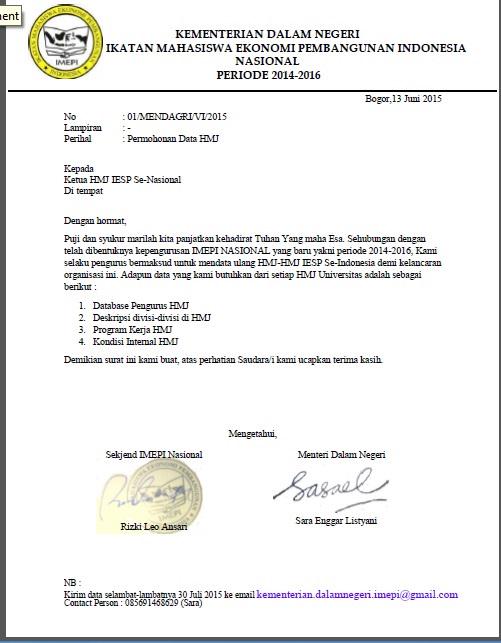 Surat Terbuka Kepada Ketua HMJ IESP Se-Indonesia yang menjadi Anggota IMEPI