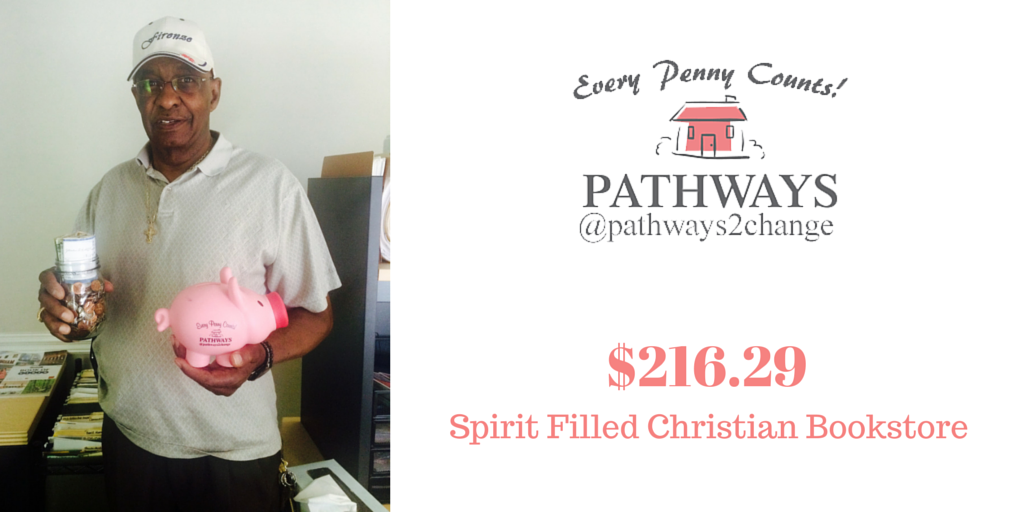 pathways2change's tweet photo. After a few days at Spirit Filled Christian Bookstore, Mr. Freddie had to empty me out! #pathways2change http://t.co/rB7dXIptIY