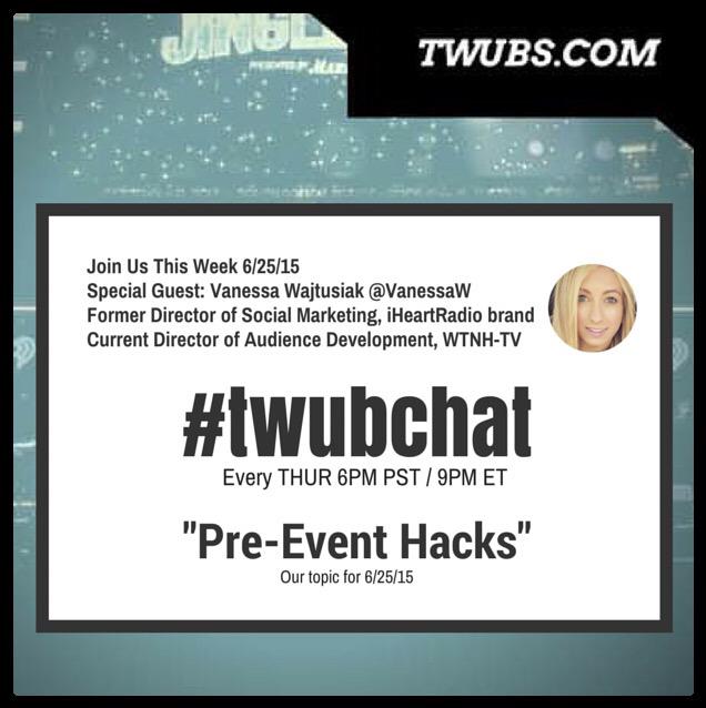 RT <a href="/decart/">Dawn E. Carter</a> Excited to learn how <a href="/VanessaW/">Vanessa Wojtusiak</a> uses #socialmedia to amplify #events  on tonight's #twubchat 6P PT/ 9P ET