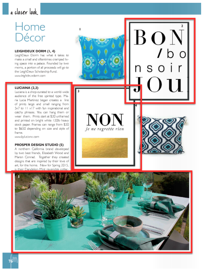 KellyKepnerPR's tweet photo. Thanks to @Mann_Pub for featuring @ByLuciana_ and @ProsperDesignSt in the latest issue! http://t.co/ht10OXWron