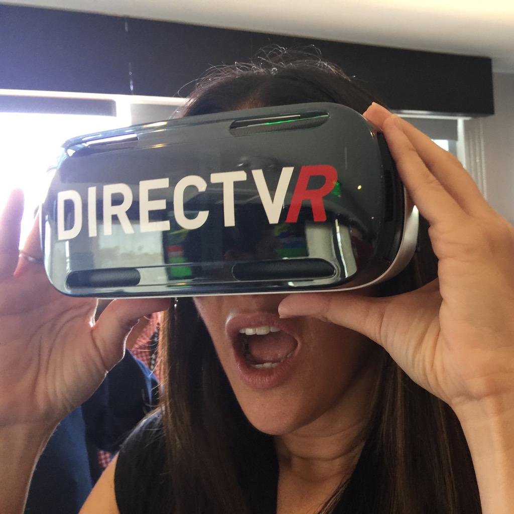DigitalLA's tweet photo. This is amazing! - Jade trying DIRECTVR virtual reality at @Directv table in sponsor lounge #TransformTV #SBF15 http://t.co/LrCDLFaFhJ