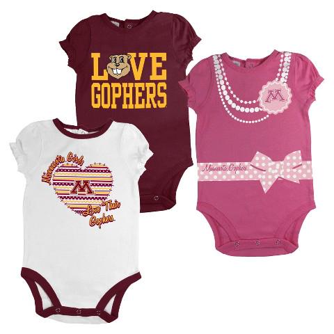 #MinnesotaGophers newborn girls 3pk body suit. bit.ly/1KdlD7u