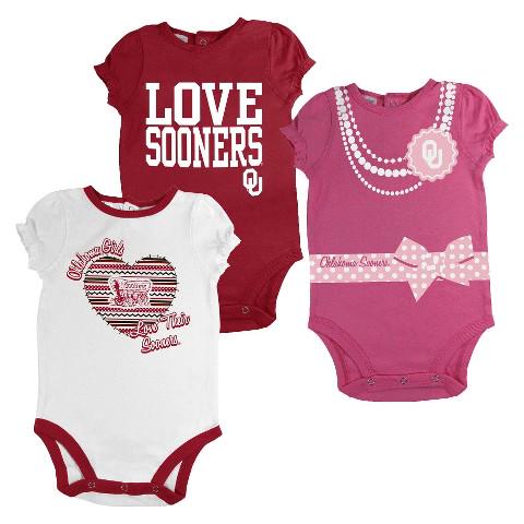 #OklahomaSooners newborn girls 3pk body suit. bit.ly/1KdmyVr
