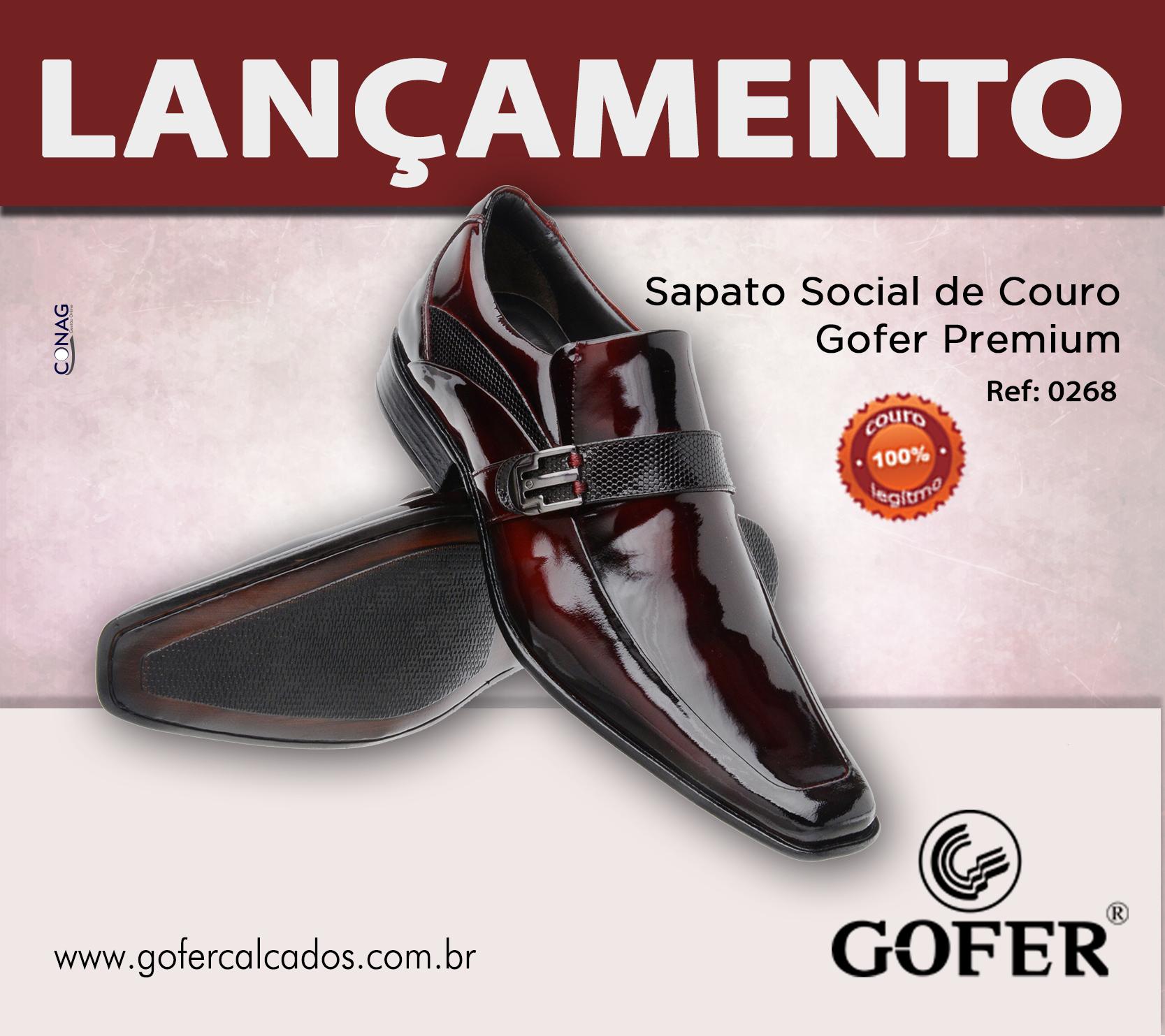 sapato social masculino de couro gofer premium