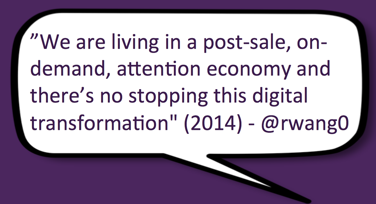 rwang0's tweet photo. MyPOV: This is a post sale, on demand, attention economy. #6Trends #custexp #digitaltransformation #oowbr http://t.co/tTNkby2WMF