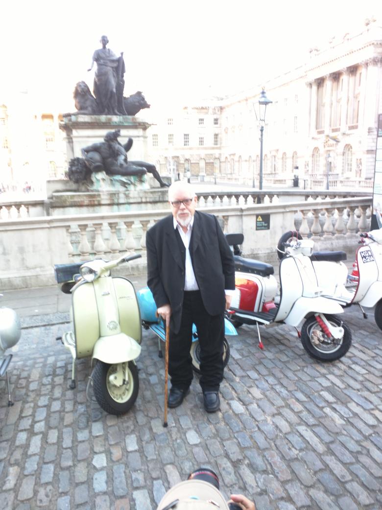 Here\s the legendary Peter Blake arriving at launch party. It\s his birthday too! Happy birthday to you Sir! 