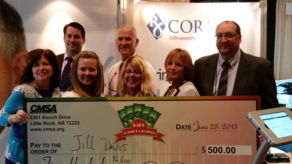 CMSANational's tweet photo. Congratulations Jill Davis, the winner of a $500 CASH GIVEAWAY!! #CMSA2015 @CoramHC http://t.co/2dmAehr3KC