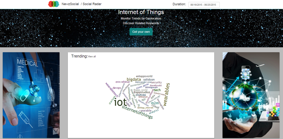 cbweisman's tweet photo. Check out what is trending about #IOT with @newzsocial Social Radar! #iotexpo15 http://t.co/onyx64NQcO http://t.co/9mrREhhtFW