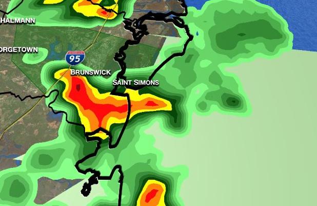 MikePrangley's tweet photo. Flood advisory Glynn County includes Brunswick, St. Simons Island, Jekyll Island.  #FCNStorm http://t.co/WgBRrCU3Ei http://t.co/OOsElh3ePH