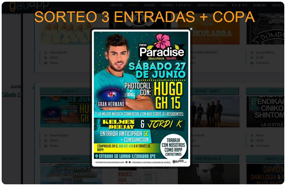gauapp's tweet photo. ÚLTIMA OPORTUNIDAD de ganar 1 ENTRADA + COPA para conocer a @HugoGH15FC en el @paradiselaudio !! RT &amp; Follow!! http://t.co/GtTwMymtDD