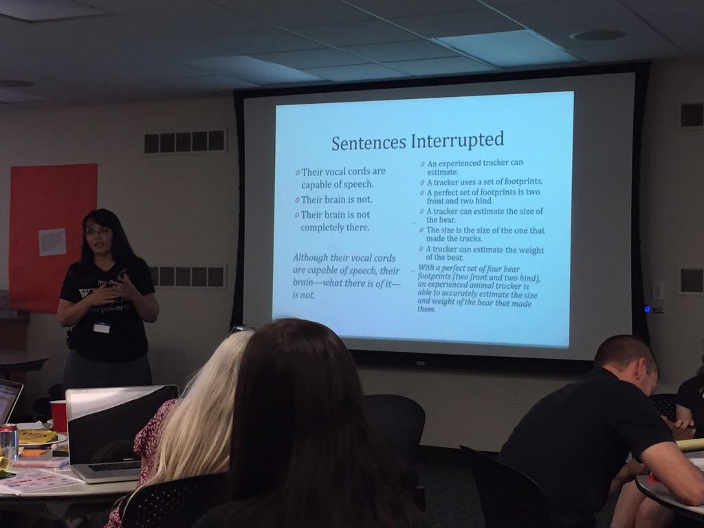 Joseph_David's tweet photo. @debbied1204 helping #cuwp2015 grow sentences! Practical revision strategies #RevisionDecisions with @writeguyjeff http://t.co/UXawHIAW1W