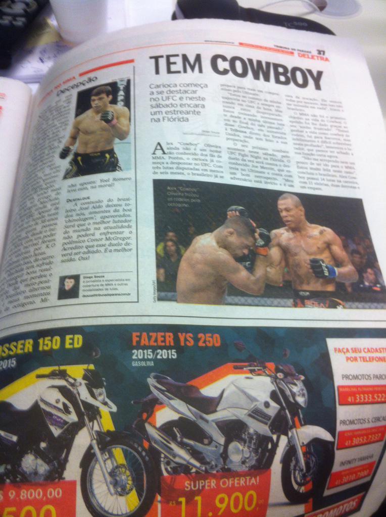 diogosouza90's tweet photo. @AlexCowboy88 é destaque nas páginas da @tribunapr desta quinta @ufc_brasil @ufc #mma #ufc http://t.co/ZnsQFUA8QZ