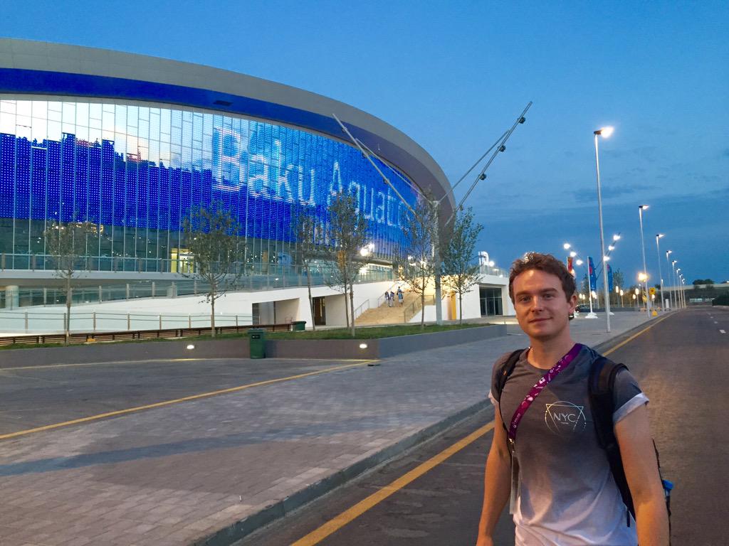NickHopeTV's tweet photo. Pretty stunning venue is the #Baku2015 Aquatics Centre 🏊🏻😃🇬🇧 http://t.co/xgOqSoxAQT