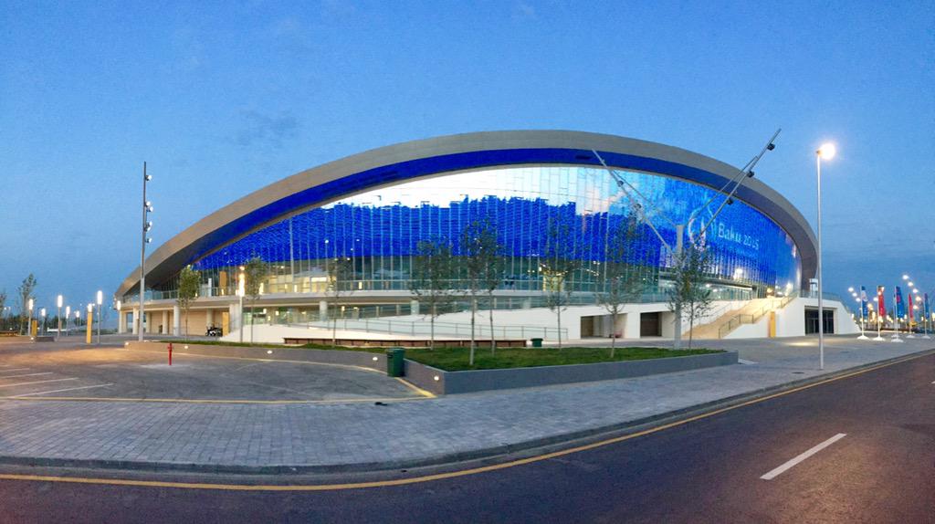 NickHopeTV's tweet photo. Pretty stunning venue is the #Baku2015 Aquatics Centre 🏊🏻😃🇬🇧 http://t.co/xgOqSoxAQT