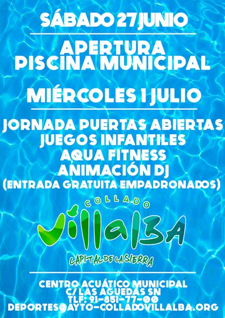 CapitalSierra's tweet photo. Sábado 27 junio APERTURA PISCINA MUNICIPAL.Miércoles 1 de julio JORNADA DE PUERTAS ABIERTAS(juegos,aqua fitness, Dj) http://t.co/l4Ep74M2Dk