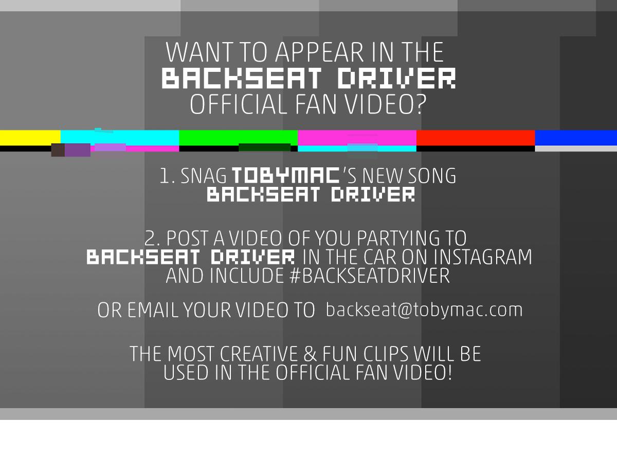 tobymac's tweet image. Want to appear in the #BackseatDriver official fan video? Hurry, deadline is soon! tobymac.com//news/official…