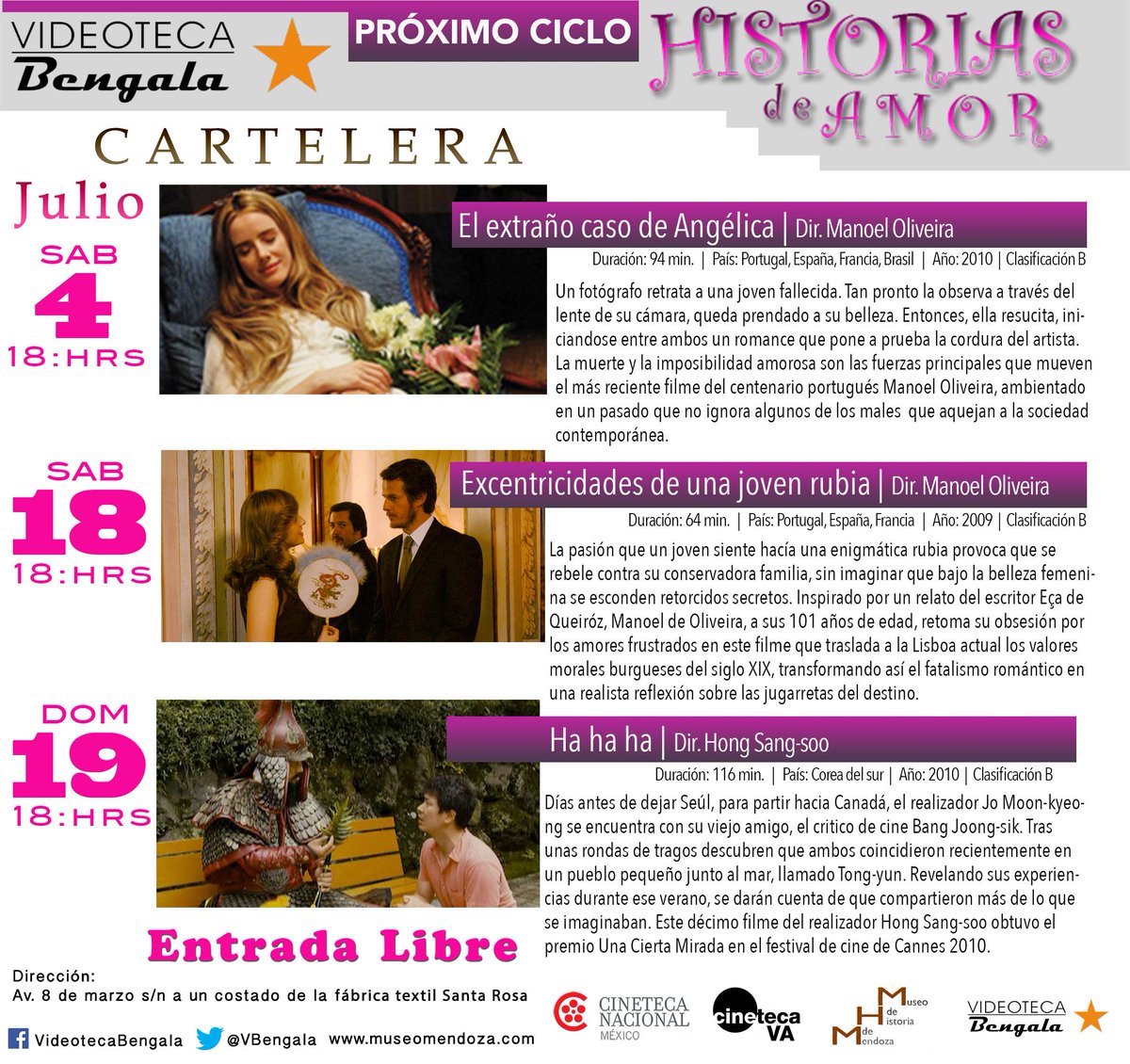 VBengala's tweet photo. ¿Queé creeeeeen? la @CinetecaMexico llega a #CdMendoza gracias a #CinetecaVa. Aquí esta la cartelera. http://t.co/3ONhSEOyqv