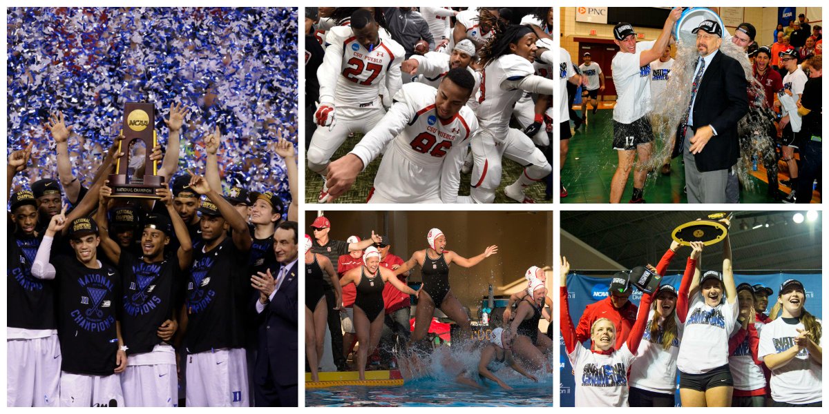 NCAA's tweet photo. RT if your school won an NCAA title in 2014-15 & check out images from all 89 championships: http://t.co/eIcjthGO2q http://t.co/LZMpswSJSm
