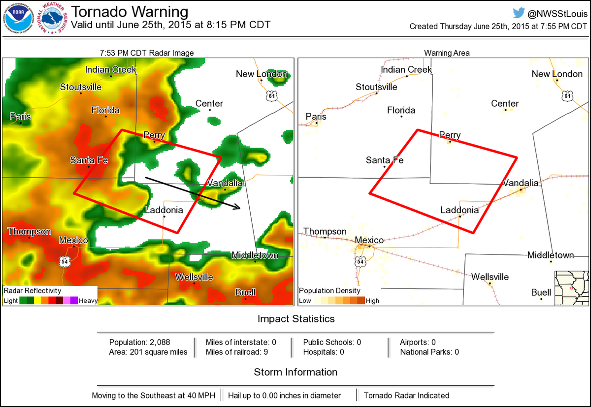 Tornado Warning including Perry MO, Laddonia MO, Farber MO until 815