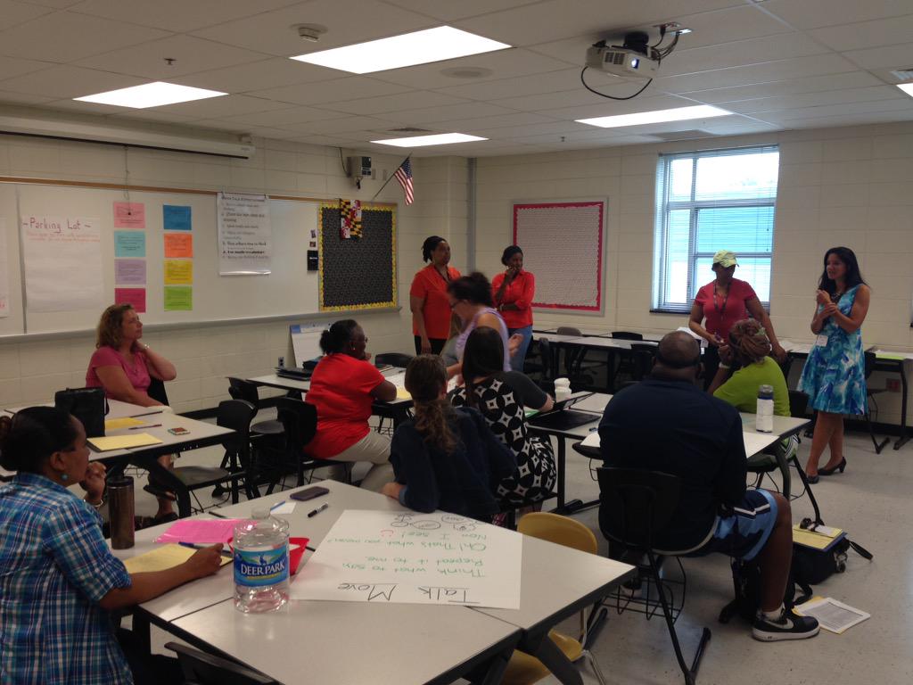 knfortune's tweet photo. Excellent MD teachers working in Improving Math Discussions! #mdlearns #mdccrc @MD_ProfLearning http://t.co/XViSuMlqI1
