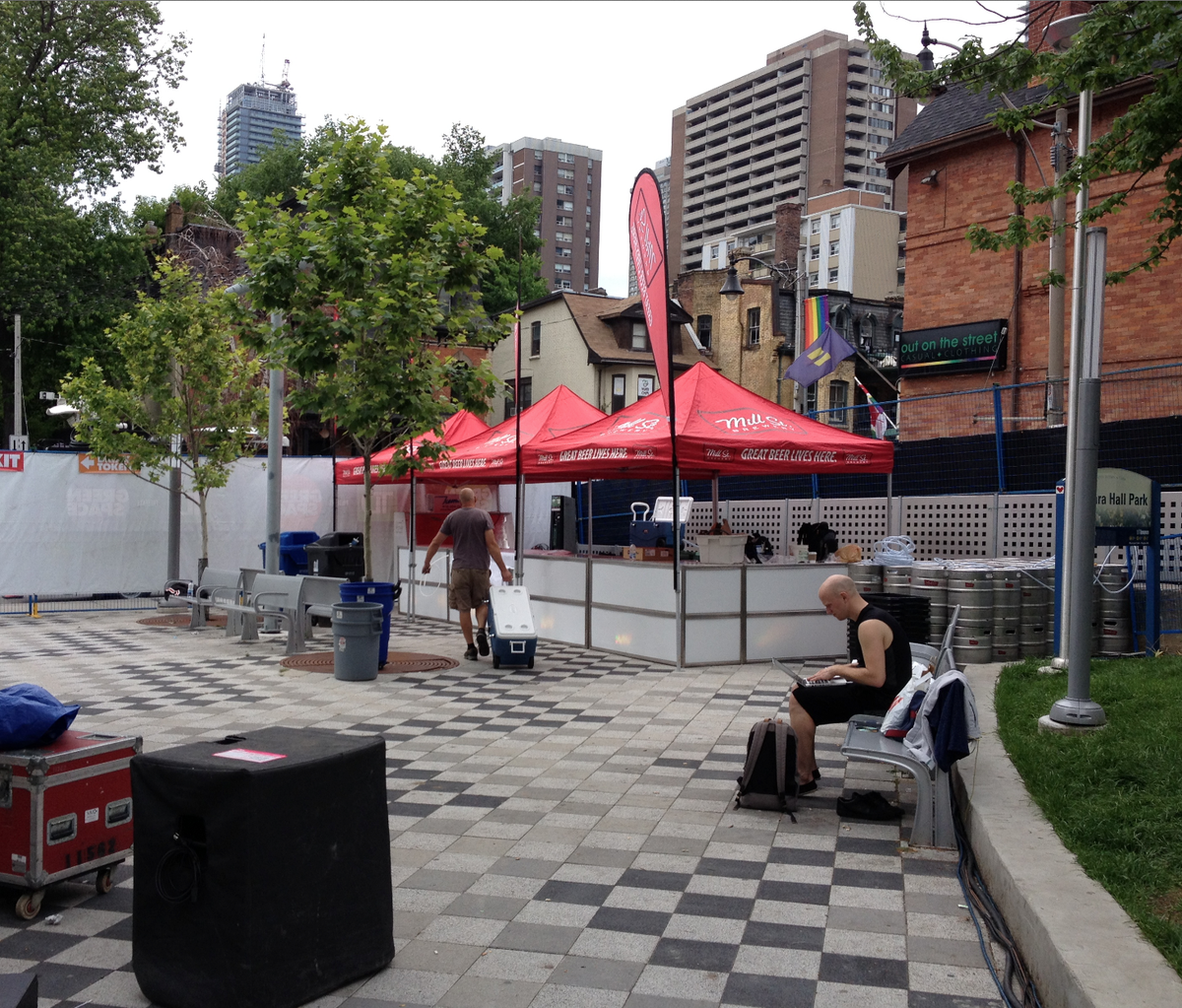 Getting ready for #Pride2015 #PrideTO Crazy fun week ! #sitra #bars in action! Getting ready for thirsty partiers!