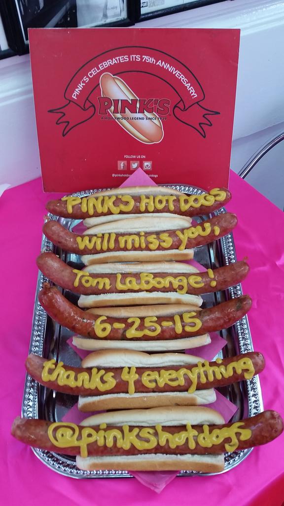 pinkshotdogs's tweet image. Parting is such sweet sorrow, @TomLaBonge!  #PinksHotDogs will surely miss you! @ericgarcetti #LosAngeles