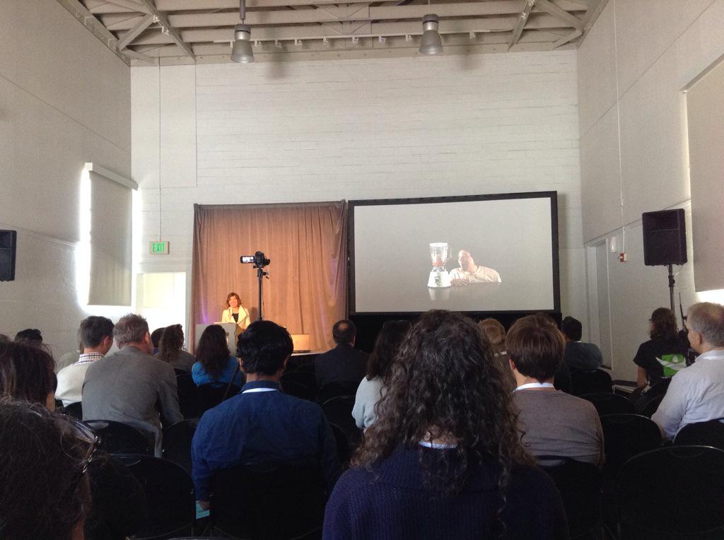 grapealope's tweet photo. Instead of #smarttoasters, this year at #solidcon I'm watching video of Kelly Dobson's scream-responsive blender. <3 http://t.co/1GVt8nrLR0
