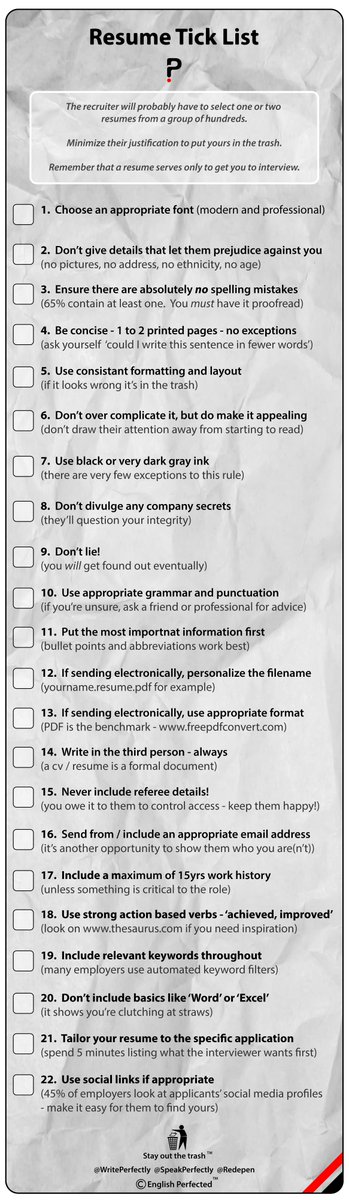 EPerfected's tweet image. Check out our #Resume #Infographic to help get #Job #Interviews and a new #Career. #CV #Work #Recruitment #English