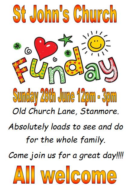 Looking forward to supporting our friends at <a href="/StJohnsStanmore/">St John's Stanmore</a> on Sunday at their Funday. See you there!