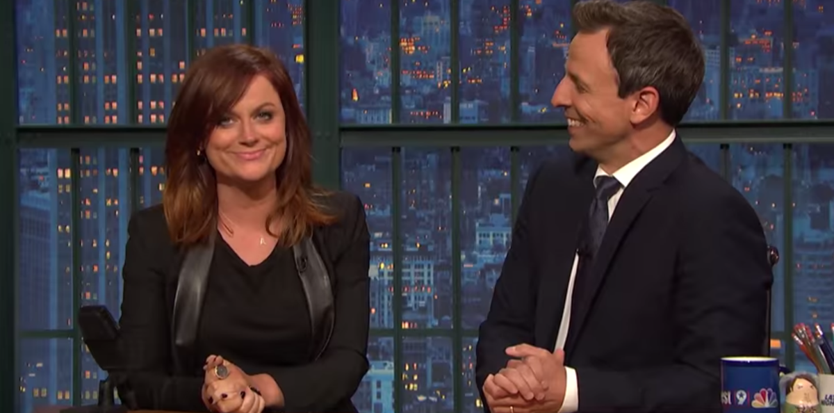 funnyordie's tweet photo. ICYMI: Amy Poehler &amp; @SethMeyers reunite for a new "Really!?!" http://t.co/mGCsnOQdVc http://t.co/laTYAa59jm