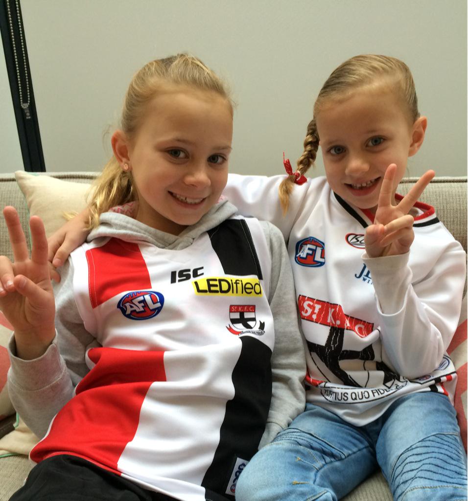 A couple of little Sainters ready for footy day at school!!! <a href="/stkildafc/">St Kilda FC</a> #GoSaints