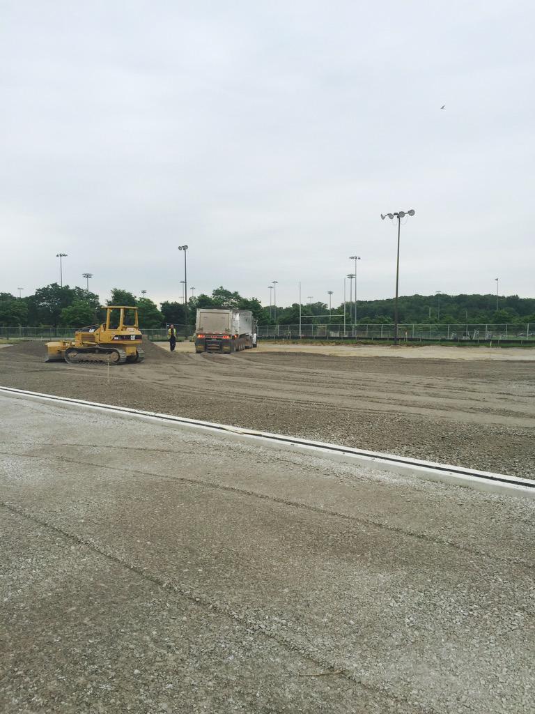 BusinessBarr's tweet image. Finishing prep on high school tennis courts before paving begins in about 1 week. @BgordonBrian @NoviBoosters