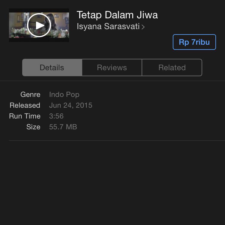 MV "Tetap Dalam Jiwa" ada di Itunes! Yeay jgn lupa terapkan #supportlocalmusicians ya jangan yang download illegal!😁