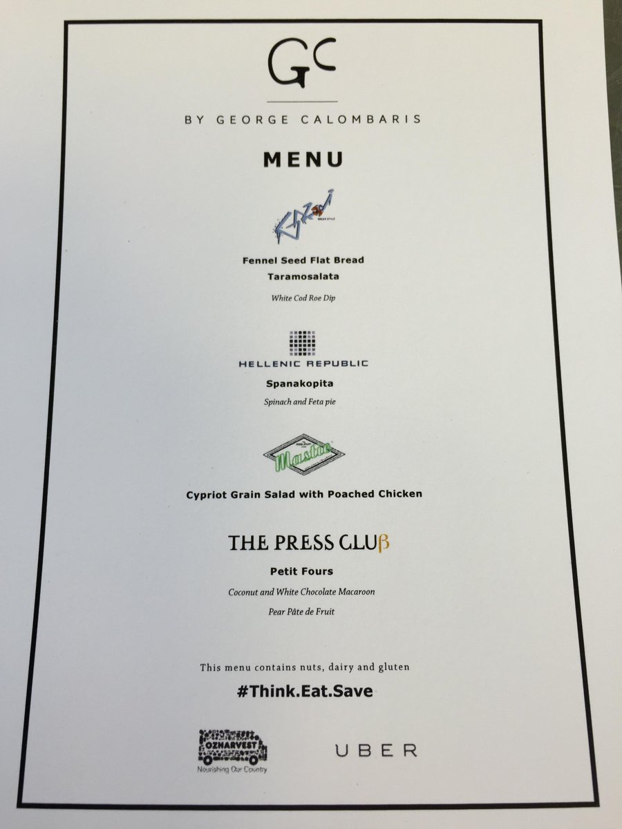 #ThinkEatSave lunch pack menu. Deliciousness from @thepressclub @hellenicmastic @hellenicrep...and us, of course!