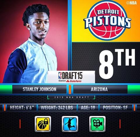 EDMLifeMx's tweet photo. En la octava selección del #Draft2015 , los Pistons eligen al guardia de Arizona, Stanley Johnson. (Vía @NBA ) http://t.co/XXEBIY0E4j