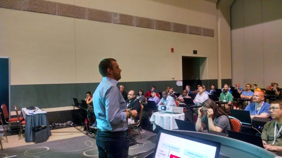 robinpriceii's tweet image. @shawndwells doing an amazing job speaking towards #OpenSCAP. #RHSummit #redhat #linux